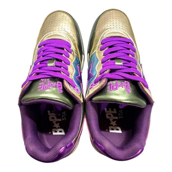 A Bathing Ape BAPE Roadsta Metallic Green Purple Size 9.5 1I20191006 Sta New Box - Picture 13 of 14